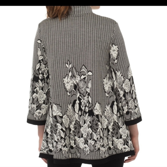 Joseph Ribkoff Black/Off-White Floral Jacquard Jacket Size 10 - Picture 10 of 10